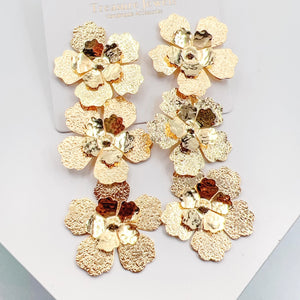 Triple Flower Gold Earrings